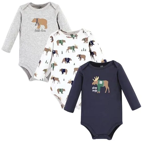 Hudson Baby Bodies Unissex De Manga Comprida De Algodo Para Bebs, Suter De Urso Alce, 0-3 Meses